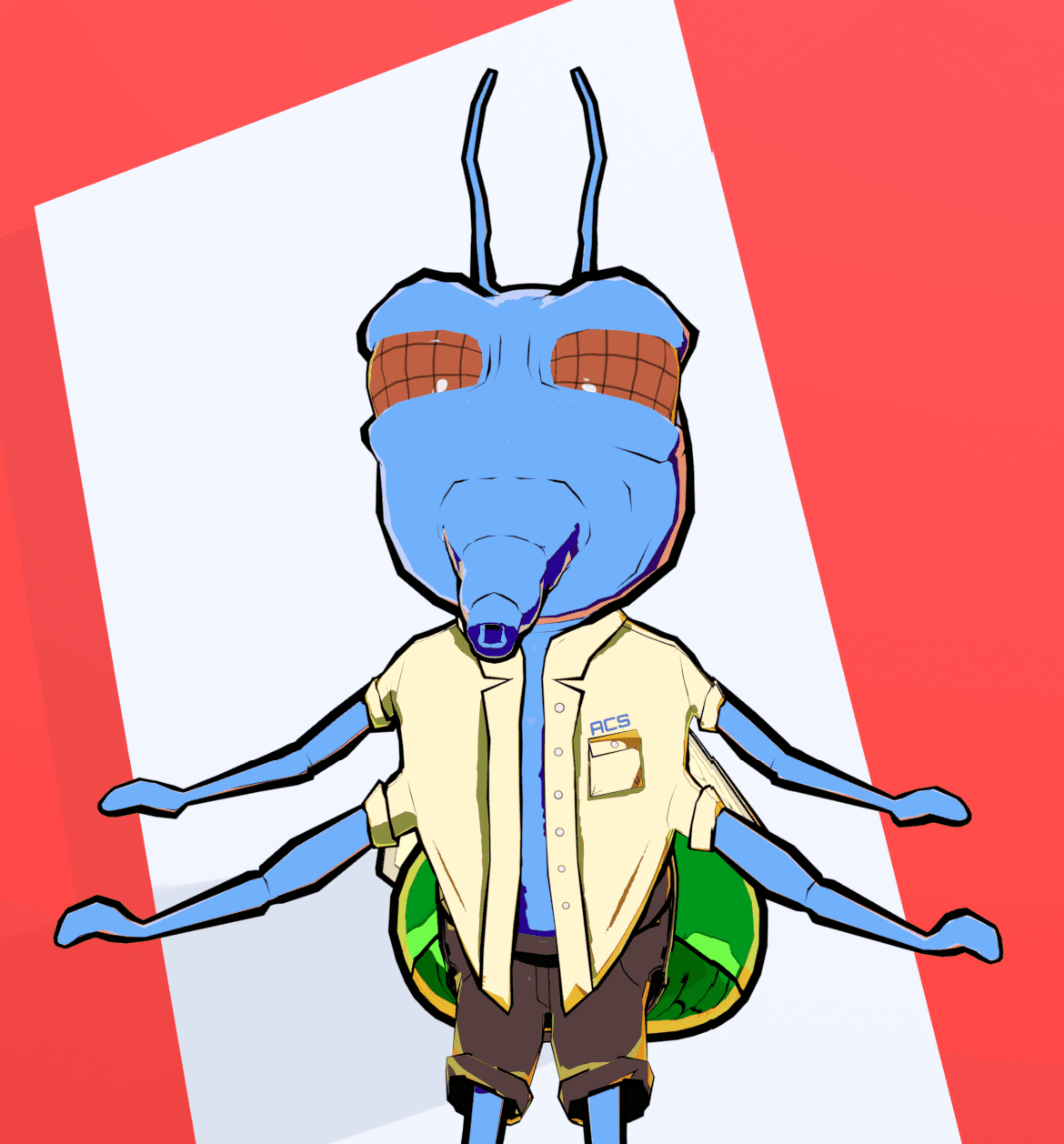 Toon-shaded mosquito character model in-engine